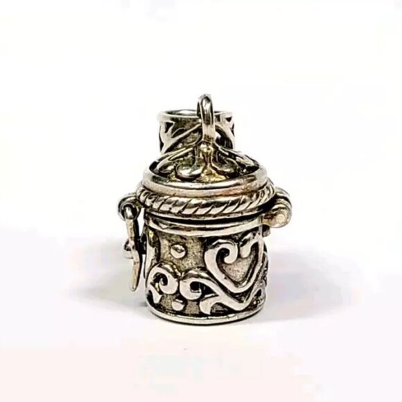 Vintage 925 Sterling Silver Prayer Box Hope Chest Charm Pendant heart bracelet - Picture 3 of 5